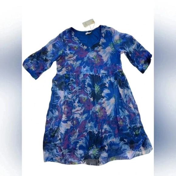 💥HOST PICK💥 Angela Moda NWT Dress 30% Silk Blue/Purple/ Green Size XXL. - Picture 4 of 11